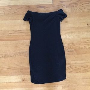 Black bodycon off the shoulder dress
